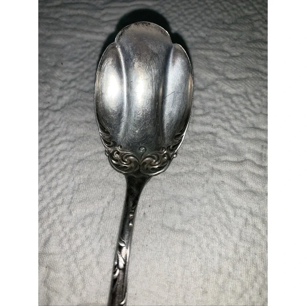 Antique STERLING Silver‎ Sugar Spoon Ornate Victorian Edwardian Rococo Swirl 28g